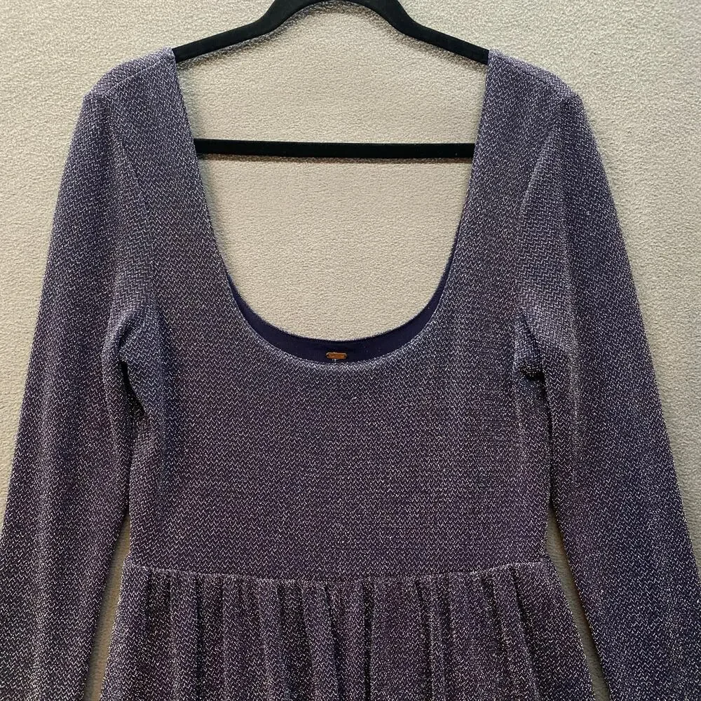 Free People Sparkle Deep Scoop Neck Back Mini Skater Dress Womens L? No Size Tag